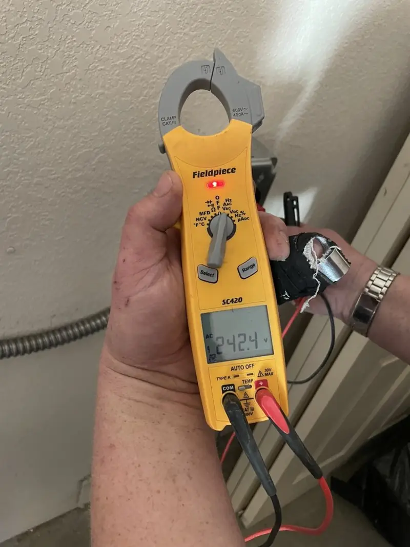 Voltage testing with clamp meter during Electrical Installation Services in Rancho Mirage